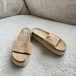 Steve Madden Brown Espadrille Slides